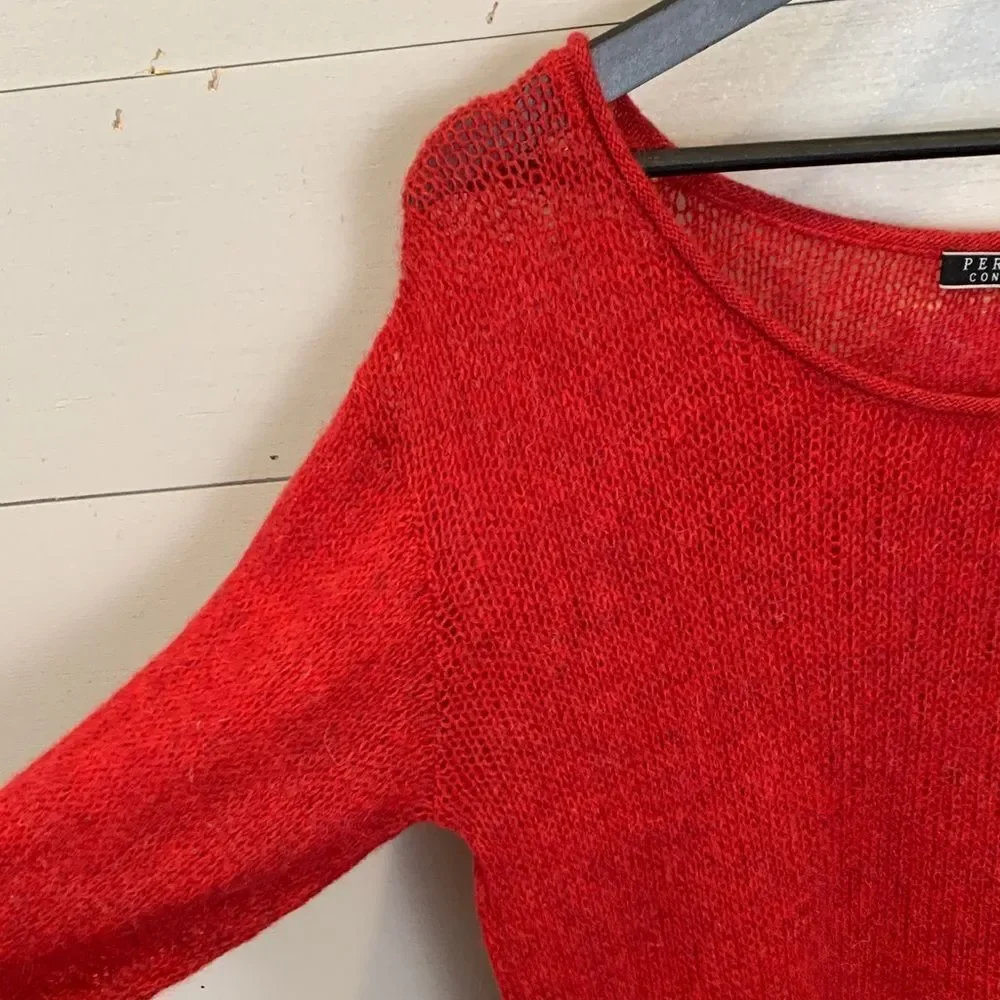 Peruvian Connection Vibrant Red Knit Sweater 100% Royal Alpaca size large